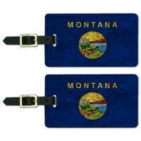 RUSTIC Montana Državna zastava u nevolji USA ID prtljaga Oznake kofera za nošenje - set od 2