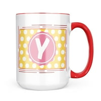 Neonblond monogram y Yellowl Polka Točad krilica poklon za ljubitelje čaja za kavu