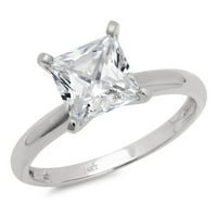 CT briljantna princeza Clear Simulirani dijamant 18k bijeli zlatni pasijans prsten sz 7.5