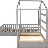 Oblikovana platforma krevet sa spoljnim i ladicama drveni dvostruki ugaoni krevet povezani sa ugrađenim