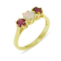 Britanci napravio 14k žuto zlatni prsten sa prirodnim Opal i ružičastom turmalin ženskim prstenom -