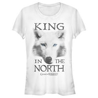 Juniorska igra Thrones King na sjeveru Direwolf Graphic Tee Bijela velika