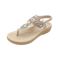 OAVQHLG3B Sandale za žene čišćenje Ženske cipele Bohemijske obojene dijamante Ležerne prilike sa niskim