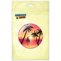 Plaža zalazak sunca Grafički jedrilica Pink narančasta Pinback gumb Pin značka