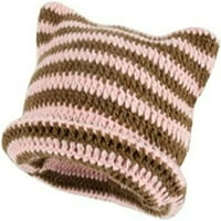 Crochet kape za žene Cat Beanie Vintage Beanies Women Fo hat grunge pribor Slouchy bunies za žene, ružičaste