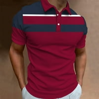 Muška majica Golf majica Retro Color Contrast na otvorenom ulicom kratkih rukava s gumb prema dolje