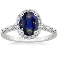 Harry Chad Enterprises CT Diamond Ovalni rez Šri Lanka Sapphire Halo prsten, veličina 6.5