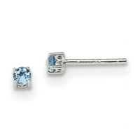 Sterling Silver Okrugli švicarski plavi Topaz Post Stud minđuše Kittle Decembe Decembeni draguljni nakit