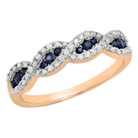 DazzlingRock kolekcija okrugla plava safir i bijeli dijamantni svadbeni godišnjica svadbeni vjenčani