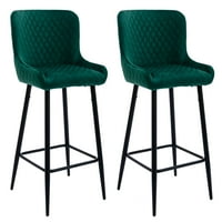 Guyou Counter Visina bar stolica set dva, baršunasta srednja leđa stolica, zelena