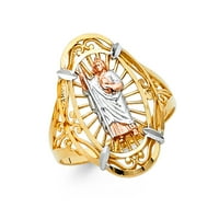 Jewels 14k žuta bijela i ruža Three Color Zlatni vjerski prsten veličine 11.5