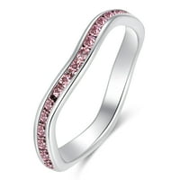 Muses Art Design Birtystone Weternity Band Ring Wave Stil, modni prsten za slaganje sa kristalnim rođenjem