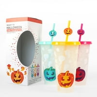 Halloween Hladno piće, prenosivi blagovaonica šalica od slame i ledena šalica za kafu, boja za promjenu