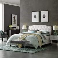 Moderna suvremena urbana spavaća soba kraljevni krevet, fau vinilna koža, bijela, BO opruga zahtijeva
