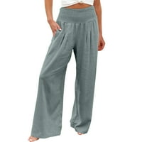 Pantalone za žene pune dužine hlače dame modne ženske labave široke noge hlače visoke struke ravno hlače