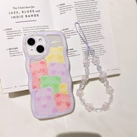 Kompatibilan za iPhone futrolu, Cute Clear Cartoon Bear Animal s cvjetnim trakom za ručni zglob za žene