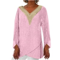 Bluze za žene Dressy Ležerne prilike, Ležerne duljine V-izrez Solid Boja nepravilna bluza The Majica