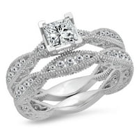 Zbirka dazzlingock 1. Carat 14k bijeli dijamant V PRONG sa morskim zaručničkim prstenom CT, bijelo zlato,