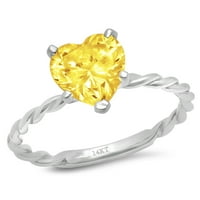 CT sjajan srčani rez mimolirani dijamant 18k bijeli zlatni pasijans prsten sz 5.5