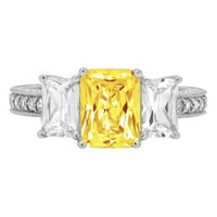 3.61ct smaragdni rez žuta simulirana dijamant 14k bijeli zlatni gravirajući izjavu godišnjica Angažovanost