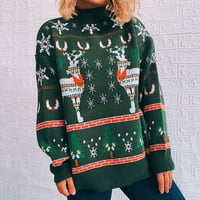 Jeseni zimski plus džemperi za žene za čišćenje, božićne snježne pahulje božićno drvce dame casual tiska
