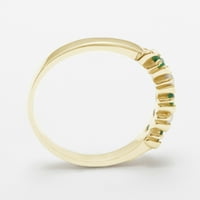Britanci napravio 18k žuti zlatni prirodni smaragdni i kultivirani biserni ženski prsten - veličine
