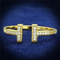 Ženski zlatni srebrni prsten od srebra sa AAA CRT CZ-a jasno - veličine 7