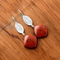 Desiregem pero - prirodna crvena mahovina agate sterling srebrna za odrasle žene minđuše nakit sde32527