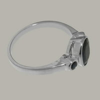 Britanci napravio je 10k bijeli zlatni prsten s prirodnim prstenom sa safirom ženskim grčevima - Opcije veličine - veličine 4