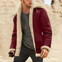 Muškarci jesen i zima plus veličine kaput rever ovratnik dugih rukava podstavljena kožna jakna vintage