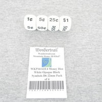Novac kockice bijele neprozirne kockice sa crnim simbolima D WonderTrail