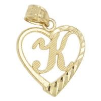 14k početni privjesak za srce za ogrlicu, slovo k, personalizirane poklone za nju