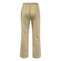 Hinvhai Clearence Men Solid elastični pojas Pocket pamučne platnene panele pantalone kaki 4