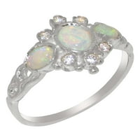 Britanci napravio 14k bijelo zlato Real Pravi originalni Opal i Diamond Womens Remise Ring - Veličine