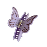 Rhinestone Butterfly Clip ljubičasti ružičasti dizajn Dugih kose za kosu