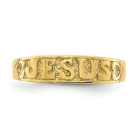 14k žuto zlatni prsten za prsten tematski polirani Isuse sa srcima