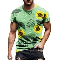 Caveitl muške majice, muškarci casual okrugli izrez cvijet 3D digitalni ispis pulover fitness sportske