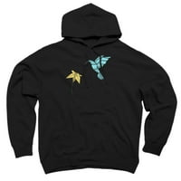 Origami Hummingbird i Wildflower mornarica Plava grafički pulover Hoodie - Dizajn ljudi L