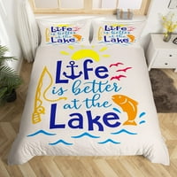Jezero Komfrakter poklopac kraljeve veličine ribolovnog dekora Posteljina za dječake Odrasli Jezero