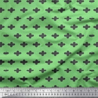 Soimoi Zelena pamučna patka tkanina plus potpisuju geometrijske otiske tkanine širom dvorišta