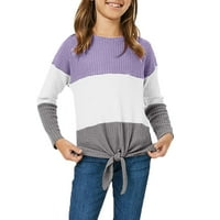 Dječja dječja djevojka Crewneck Osnovna majica vrhovi dugih rukava labava Ležerna jesen bluza Tee vrhovi