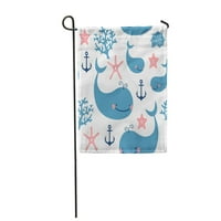 Plavo sidro Slatke kitove Pink uzorak Sažetak Aquatic Baby Garden Zastava Dekorativna zastava Kuća baner