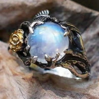 Šuplja jednostavna izjava vintage prsten odlazi cvijet mjesec dame prsten nakit akumulatori-bronzeus