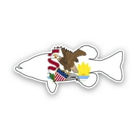 Illinois bass naljepnica zastava - samoljepljivi vinil - Vremenska zaštitna - izrađena u SAD - Largemouth