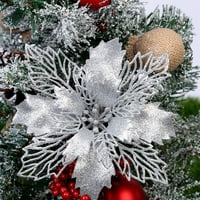Sjajni umjetni cvjetovi srebrni božićni ukrasi ukrašene božićne drvve za domaću novogodišnju zabavu