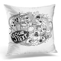 Karakter čudovišta i slatka vanzemaljska cool kolekcija doodle Dizajn na obloženoj skici crtani jastučni