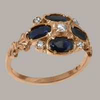 Britanci napravio 18K ružičasti zlatni ženski prsten prirodni dijamant i safirni prsten izjave - veličine