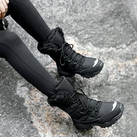Čizme za snijeg za žene zimski vanjski plus baršunasti neklizajuci srednje cijevi platformne čizme crna