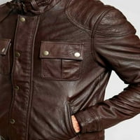 Nova jagnjeća koža antikna smeđa kožna jakna, kaubojska sjajna jakna, motociklistički jakna američkog