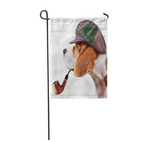 Smeđa detektivska beagle u kapi Green Dog cijev za kućne ljubimce HAT vrtna zastava Dekorativna zastava